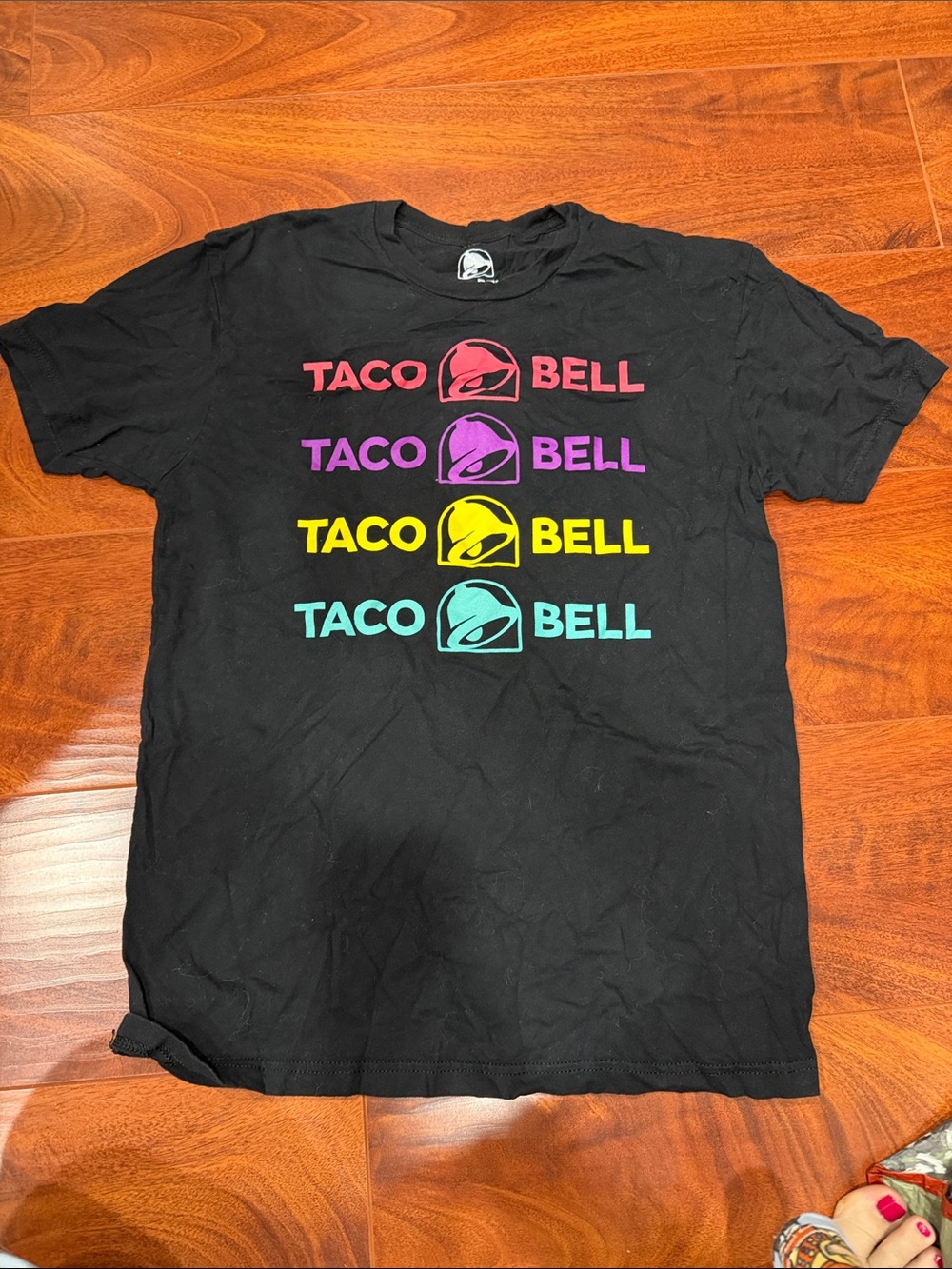 Taco Bell Black Short Sleeve Logo Tee - Multicolor Print